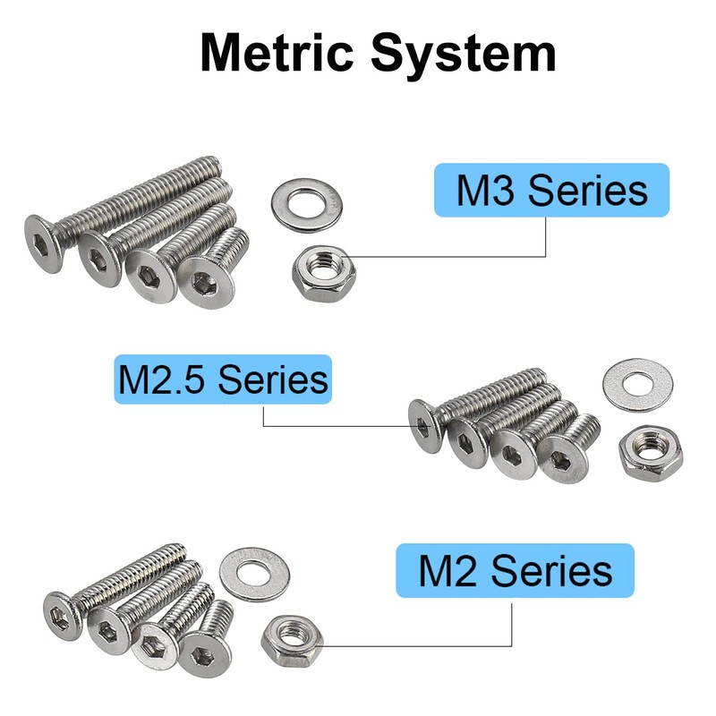 FandWay 900Pcs M2 M2.5 M3 Hex Socket Countersunk Screws,304 Stainless