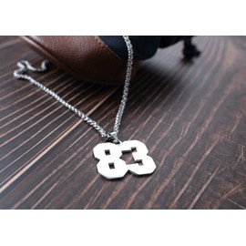 LuxglitterLin Sports Inspirational Large Number 42 Necklace Stainless Steel 25mm High Pendant Jewelry for Men 3mm Wide Wheat Chain