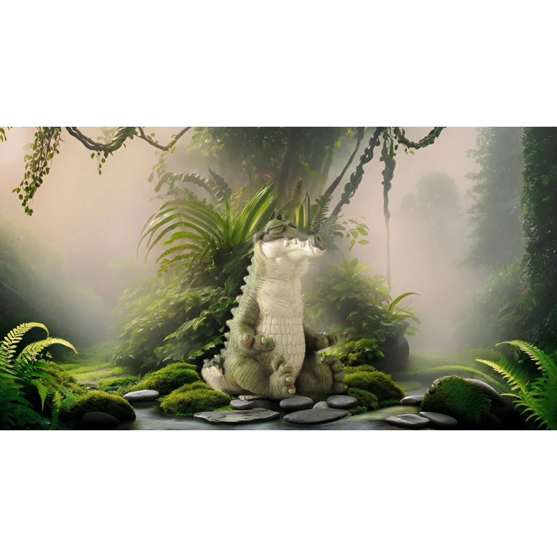 Alligator Buddha statue Meditating Florida Gator Garden Decor