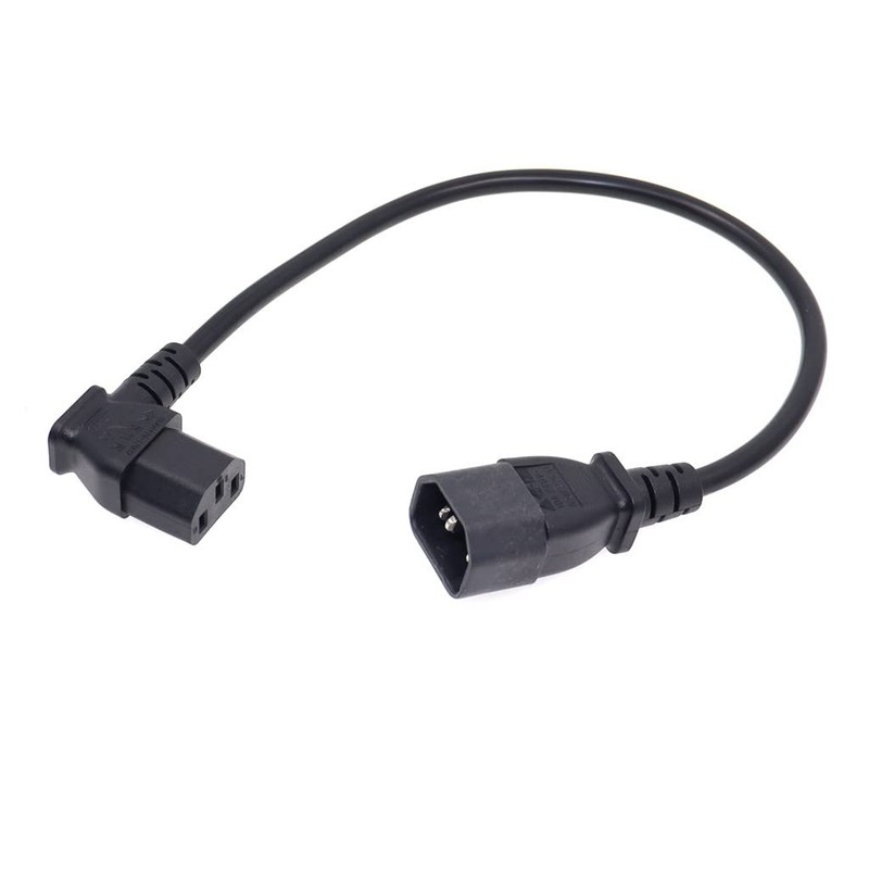 Toptekits C14 to Angled C13 Power Cords - 2ft/60cm, Left