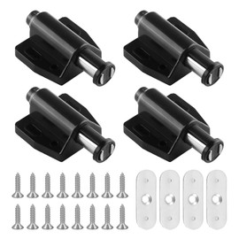 4 Pack Magnetic Push to Open Door Catch for Cabinet, Magnetic Pressure Touch Release Catches Latch Including Fixing Screws, Heavy Duty Latches for Cupboard, Room, Kitchen, and Bathroom Doors, Black