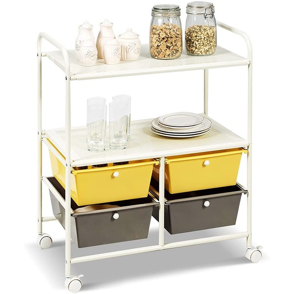 Hysache Rolling Storage Cart, Utility Organizer Cart w/ 4 Drawer