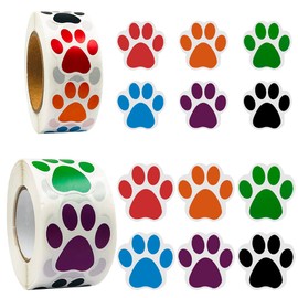 2 Rolls 1000 Pieces Paw Prints Stickers, SourceTon 1 Inch and 1.5 Inch Colorful Dog Paw Self-Adhesive Labels Stickers for Arts Craft, Scrapbook, Wall Decal, Party Favor Supplies