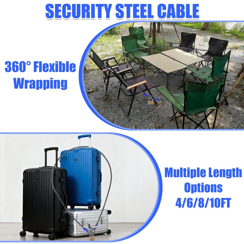 VIVBOO 1/4in Security Cable with Loops Cut-Resistant and Waterproof