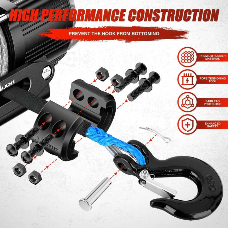 Nilight 1/4 Inch x 50 Feet Winch Rope Synthetic Winch