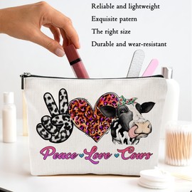 2pcs Cow Gifts Funny Western Cosmetic Bags for Women Funny Cow Print Stuff Makeup Bag Western Gifts for Women Sisters Friends Christmas Birthday Gift Cows Zipper Bags Travel Pouch