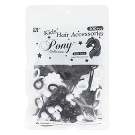 Kids Hair Accessories Set – 100 PCS Total - 30 Ponytail Holders, 30 Barrettes, 40 Mini Hair Ties – Cute and Colorful for Girls (BLACK & WHITE)