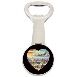 Leipzig Germany Travel Souvenir Destination Heart Shape Design Magnetic Bottle Opener Single