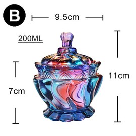 SOCOSY Royal Embossed Clear Glass Apothecary Jar With Lids, Candy Jar Containers Wedding Candy Buffet Jars Crystal Jewelry Box Food Jar 7oz, Purple