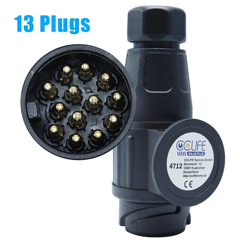 CCLIFE 13-Pin Plug Trailer Adapter for Cars and Trailers 12