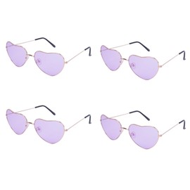 Zythrem 4pcs Hippy Sunglasses Heart Shape Metal Cute Party Festival Glasses Hippie Carnival Decoration for Costume Party (Purple)