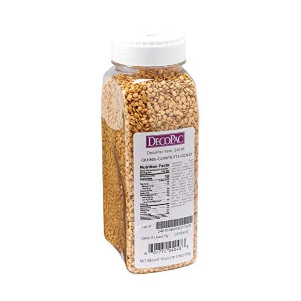 Decopac Confetti Gold Quins Sprinkles 19.5 oz.