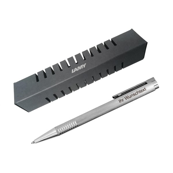 Lamy Logo Ballpoint Pen Model 206 Including Laser Engraving Brushed Stainless Steel -