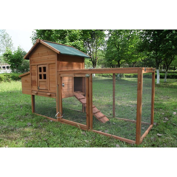 ECOLINEAR Outdoor 80'' Wooden Chicken Coop Nest Box Hen House Poultry Pet Hutch Garden Backyard Cage (Chicken Coop)