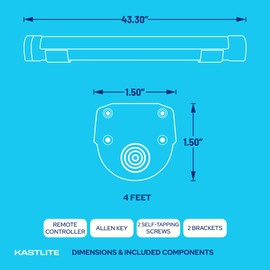 KastLite 4-Way Linkable Waterproof 4 Ft LED Shop Light with Remote Control, 9/13/20/25W 4000K Cool White 1920-4000LM Utility Ceiling Tubelight Fixture - Garage Workshop Indoor & Outdoor Tube Lighting