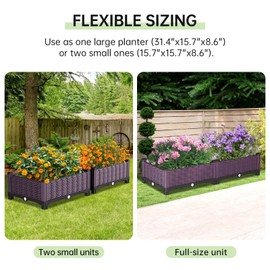Raised Garden Bed Garden Planter Box with Drainage Holes, Plastic Raised Beds for Gardening Vegetables Herb Flowers,Garden Beds Outdoor for Garden Patio Deck Balcony
