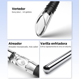 PEIONO Aireador y Decantador de Vino, Aireador Vino Con Efecto de Congelación, Vertedor Vino Seguridad Medioambiental, Potenciar el Sabor de Los Vinos Tintos, Ldeal para Reuniones Familiares y Bares