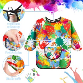 GSrenyu Kids Painting Apron, Waterproof Child Art Smock with Pocket, Long Sleeve Children's Art Apron for Painting,Cooking,Eating,Arts Children Ages 3-8