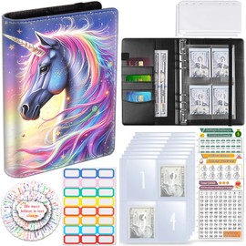 100 Envelopes Money Saving Challenge, A5 Budget Binder with Cash Envelopes & 3 Budgeting Planner Trackers to Save $5,050, 10,000, 500, Money Savings Challenge Book for Organizer, Rainbow Horse