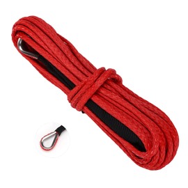 Synthetic Rope, 7700 LBS Winch Cable Nylon 15 m Synthetic Rope Replacement for Smittybilt SUV Truck ATV UTV (Red)