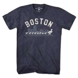 Chowdaheadz Boston Ducklings Skyline T-Shirt - Unisex Vintage Tee Soft Cotton Blend
