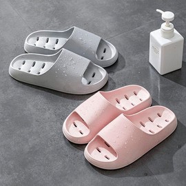 Women's Non-Slip Cushioned Bathroom & Indoor Slippers with Drainage Pink 2ea