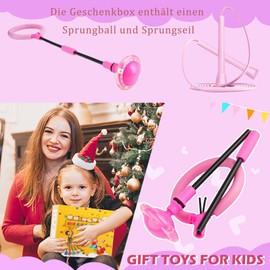 Q-WOOFF Jumping Ball and Skipping Rope, for Outdoor Toys for Children Aged 5-12 Years, Gifts for Girls Aged 8-12 Years, Gifts for Boys, Exercise, Jumping Games (Pink)