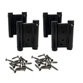 2 Pairs (4Pcs) 3inch Double Action Spring Hinge Stainless Steel Cafe Saloon Door Swing Self Closing Black with Screws
