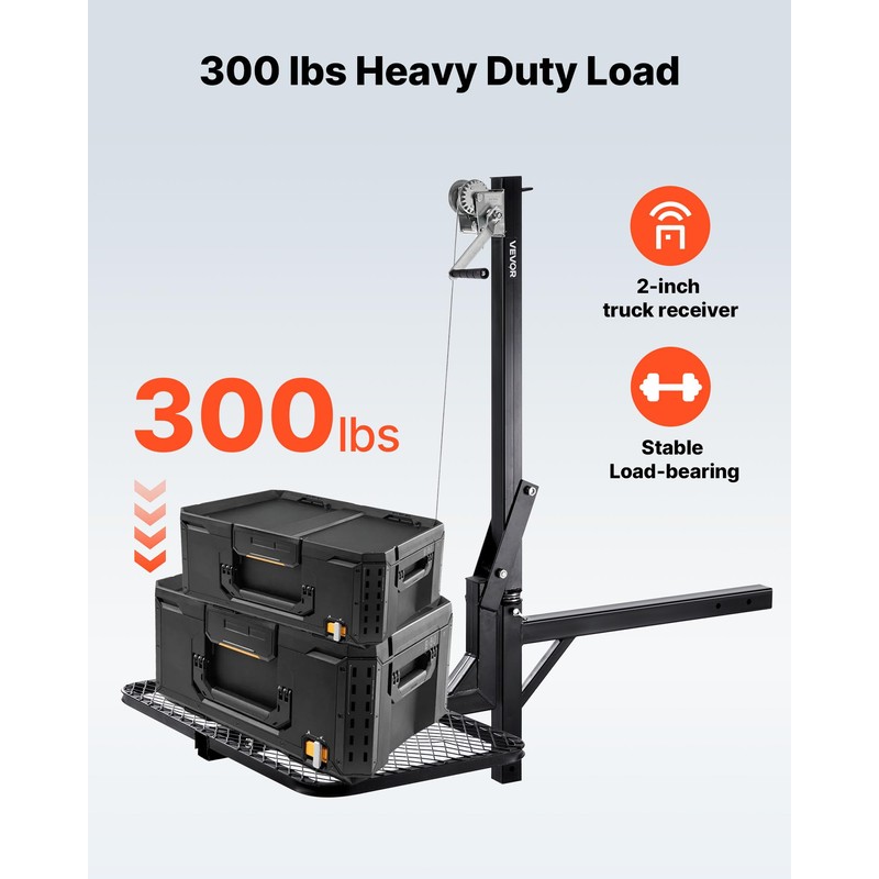 VEVOR Hitch Deer Hoist with Lifting System Platform, 300 lbs