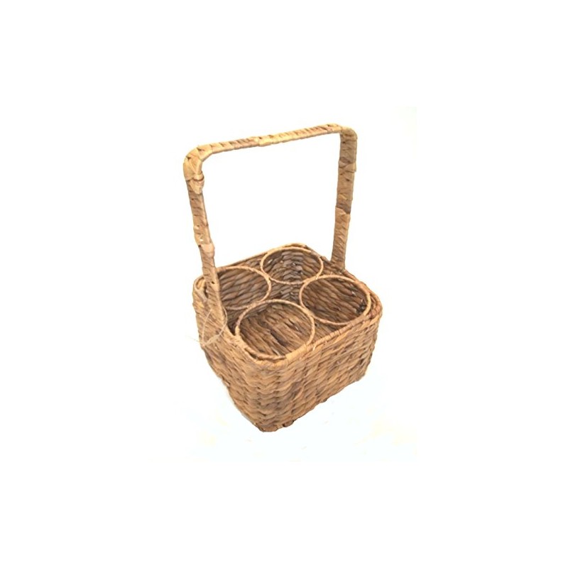Flaschenkorb, Water Hyacinth Bottle Carrier for 4 Bottles