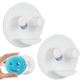 Smiley Face Sponge Holder, 2pcs Scrub Sponge Holder for Daddy Mommy, Suction Cup Scrub Holder for Sink, Funny Face Sponge Holder, Scrub Sponge Holder for Mommy, Kitchen Sponge Holder