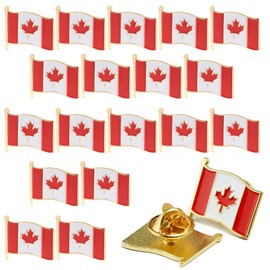 20PCS Canada Flag Lapel Pins, Metal Canada Flag Pin Canadian Maple Leaf Lapel Pin Brooch for Men Women Badge for Clothes Bags Hats Travel Souvenir Gifts (20PCS)
