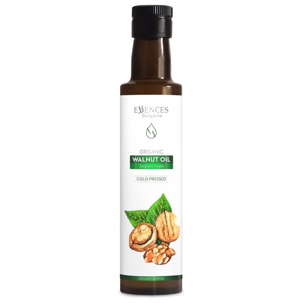 Essences Bulgaria Organic Walnut Oil 8.5 Fl Oz | 250ml | 100% Natural Cold-Pressed Oil | Extra Premium Quality | Excellent Taste | Dips | Salads | No Additives or Preservatives | Non-GMO | Vegan