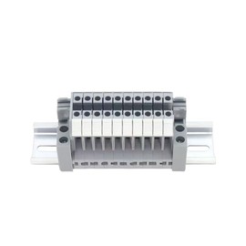 AKINLOAF UK2.5B 10 Gang Box Connector DIN Rail Terminal Blocks, 12-22 AWG, 30 Amp, 600 Volt