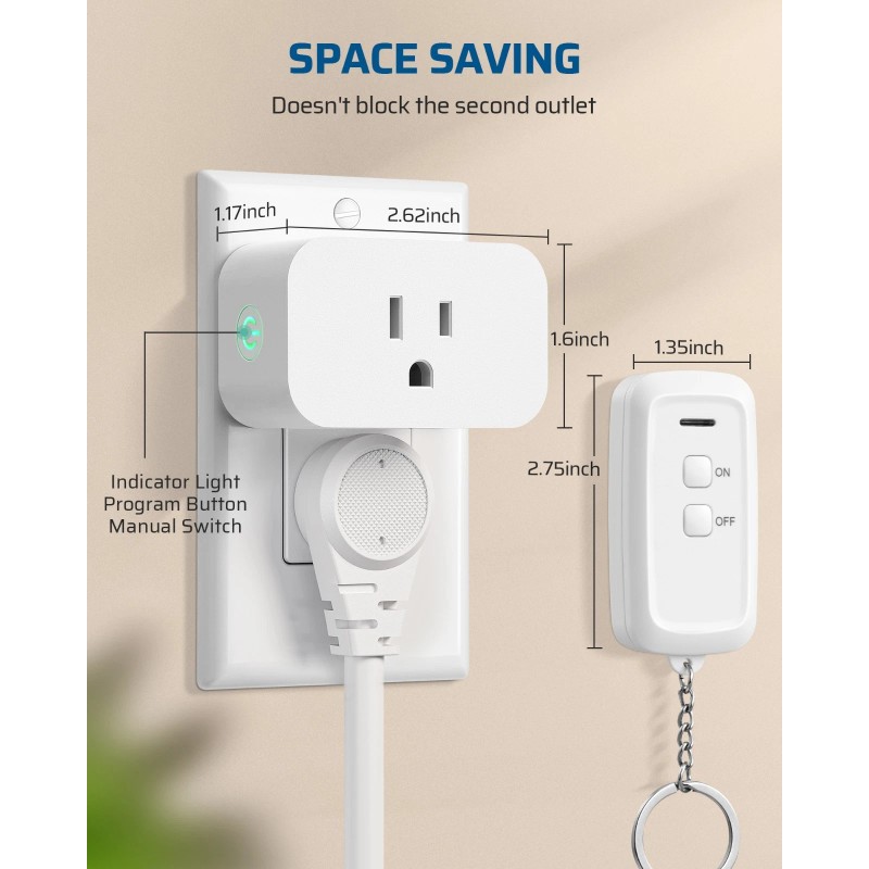 DEWENWILS Remote Control Outlet, Indoor Remote Outlet with 2 Remotes,15A/18