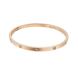 Edforce Stainless Steel 18K Gold Plated 4mm Width Thin Love CZ Bangle Bracelet for Women (Rose Gold)