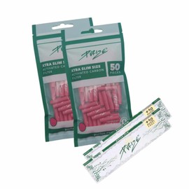 PURIZE Xtra Slim Size 6 mm Activated Carbon Filter 2 PURIZE Papers Pack of 100 (Pink)