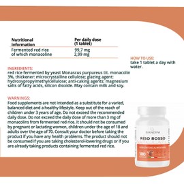 Bandini® Red Rice 180 Tablets - Red Fermented Rice Supplement Range 6 Months - Red Fermented Rice Helps to Maintain Normal Cholesterol Levels in the Blood