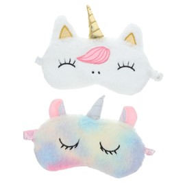 WOONEKY 2pcs Unicorn Eye Masks Plush Sleeping Masks for Women Breathable Blackout Eye Covers Soft Comfortable Design for Restful Sleep for Travel and Home Use