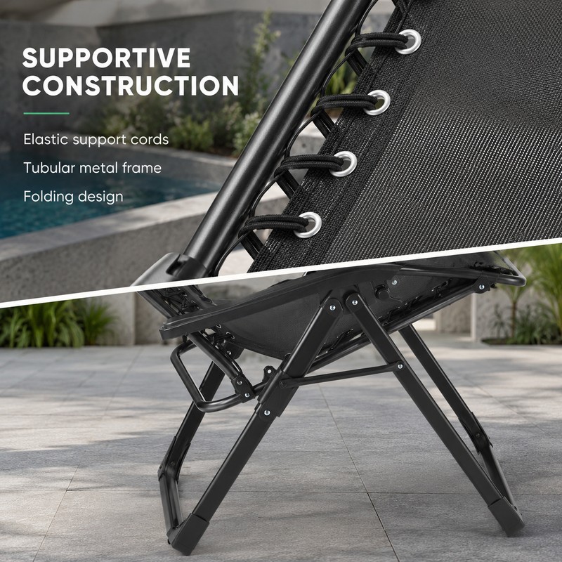 Black Reclining Lounge Chair for Relaxation - Plush Foldable Comfort
