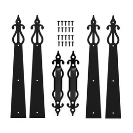 CCJH Metal Garage Door Hardware Decorative Carriage House Accents Dummy Hinges Screw Mounted 6 PCS Black (Rustic Style)