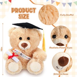 Jenaai 8 Pcs Graduation Bear 2025 with Black Cap 10 Inches Bulk Class of 2024 Soft Cute Bear Stuffed Animal Toys for Commemorative Celebratory Keepsakes Gift (Colorful Ribbon)