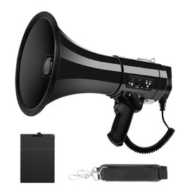 XIAGDIAZ Bluetooth Rechargeable Megaphone - 50W Powerful Bullhorn w/USB Port, Siren Alarm, Super Loud Sound | Handheld Portable for Coaches, Directors, Safety, Cheer, Outdoor Use