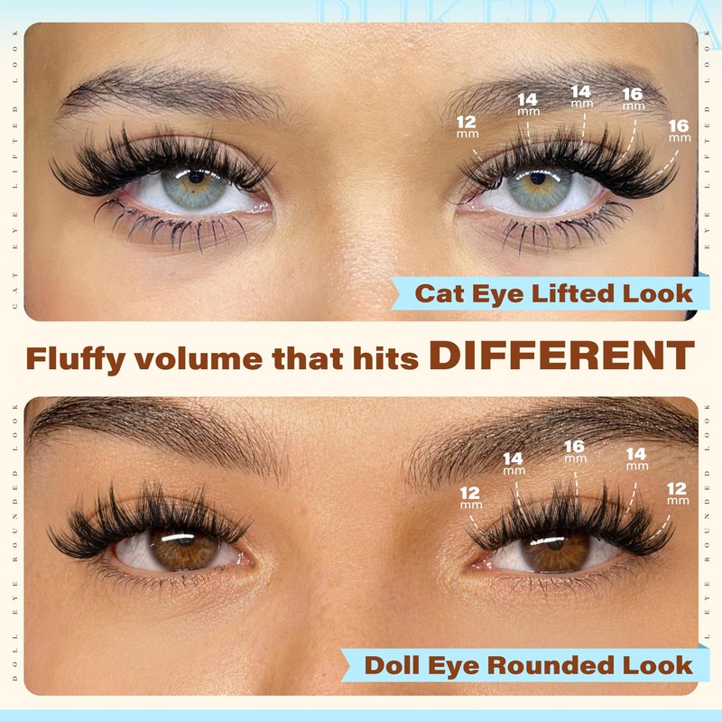 12-14-16mm Fluffy Lash Clusters Wispy Eyelash Clusters for Volume