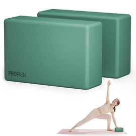 PROIRON Yoga Blocks, Set of 2, Stretch Blocks, Yoga Blocks, High Density EVA, Popular, Moisture Proof, 9.1 x 5.9 x 3.0 inches (23 x 15 x 7.5 cm) (Deep Green)