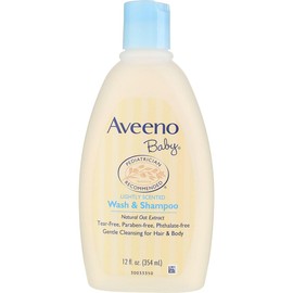 AVEENO Baby Wash & Shampoo, Lightly Scented 12 oz (8 Pack)