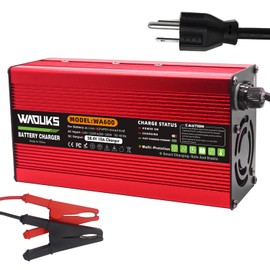 WAOUKS 58.4V 10A Charger 48V LiFePO4 Battery Charger Usd for 16S 48V LiFePO4 Battery Charger with Alligator Clip Connector