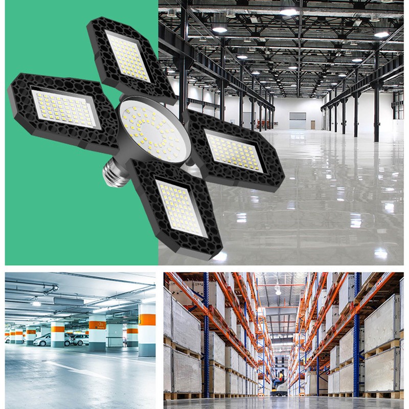 LED Garage Lights Foldable 4 Leaves 100W High Brightness Energy