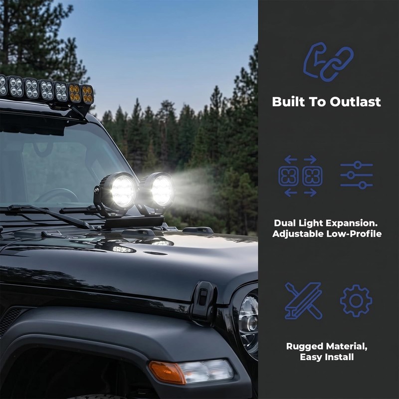 2 Pack Ditch Light Bracket Extensions Compatible with Most Truck