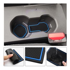 LFOTPP Compatible with Dacia Sandero 3 / Sandero Stepway III 2021-2023 Non-Slip Rubber Mat Set, Centre Console Armrest Rest Drink Holder Mats Sandero Accessories (Blue)